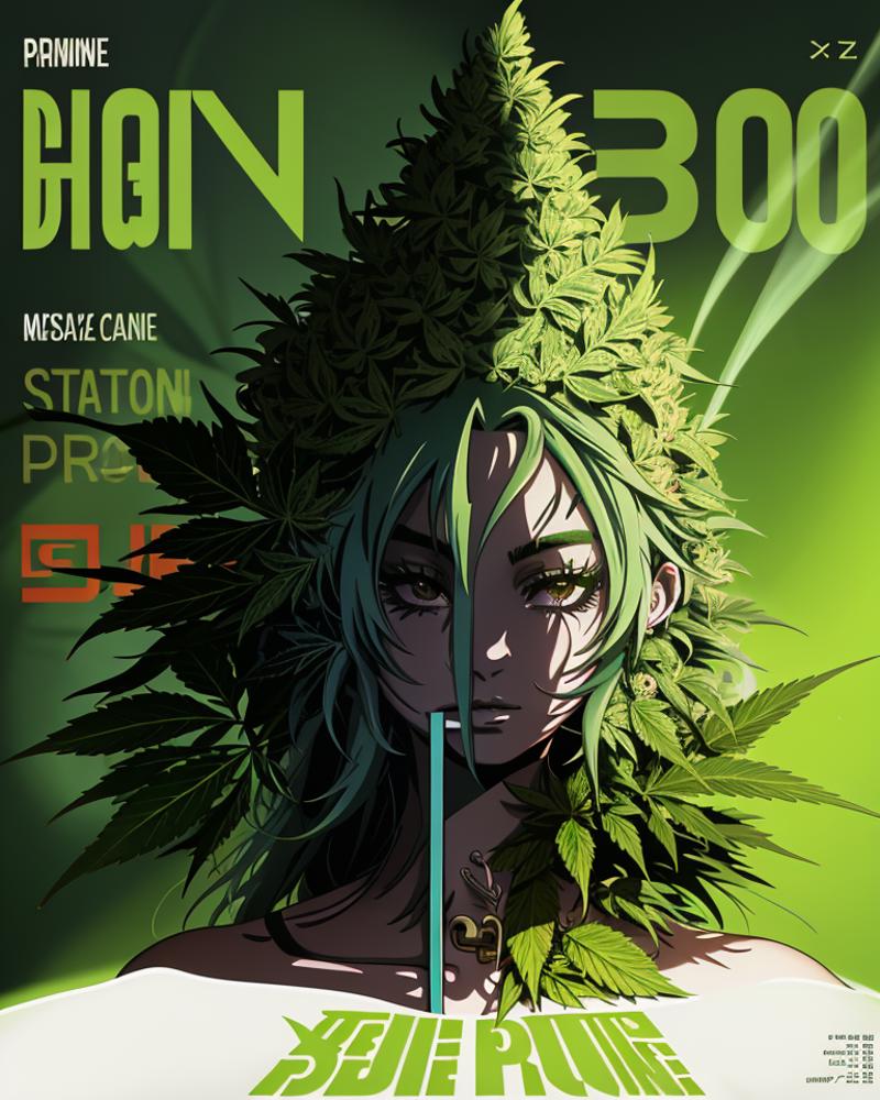 03955-1617304594-magazine cover about anime girls smoking marijuana, pot plant, huge cannabis flowers with dark leaves, animag, graphicdesign, co.png